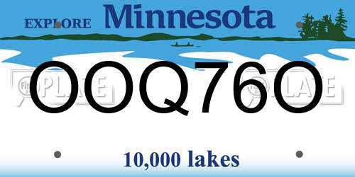 OOQ76O Minnesota License Plate