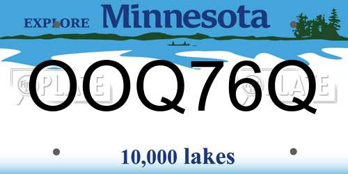 OOQ76Q Minnesota License Plate