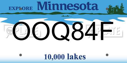 OOQ84F Minnesota License Plate