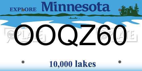 OOQZ60 Minnesota License Plate