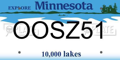 OOSZ51 Minnesota License Plate