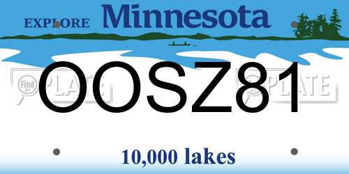 OOSZ81 Minnesota License Plate