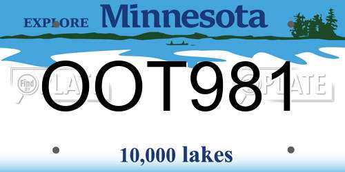 OOT981 Minnesota License Plate