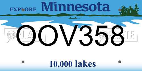 OOV358 Minnesota License Plate