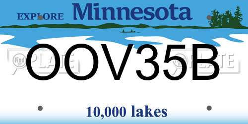 OOV35B Minnesota License Plate