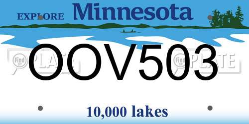 OOV503 Minnesota License Plate