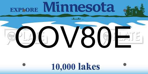 OOV80E Minnesota License Plate
