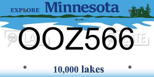 OOZ566 Minnesota License Plate