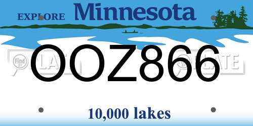 OOZ866 Minnesota License Plate