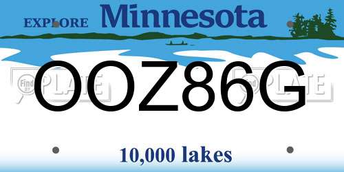 OOZ86G Minnesota License Plate