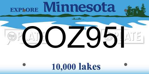 OOZ95I Minnesota License Plate