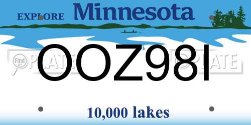 OOZ98I Minnesota License Plate