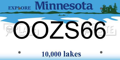 OOZS66 Minnesota License Plate