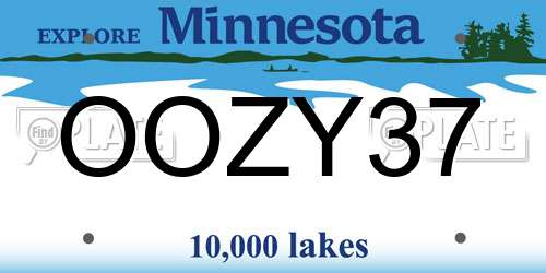 OOZY37 Minnesota License Plate