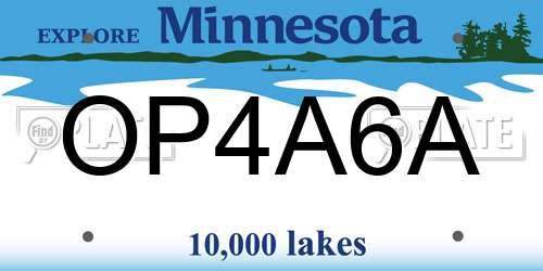 OP4A6A Minnesota License Plate