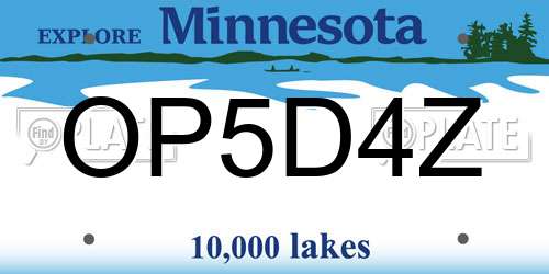 OP5D4Z Minnesota License Plate