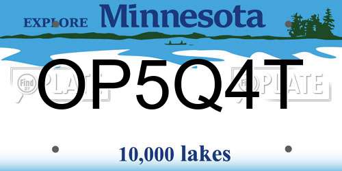 OP5Q4T Minnesota License Plate