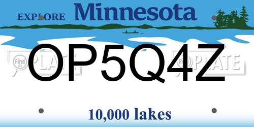 OP5Q4Z Minnesota License Plate