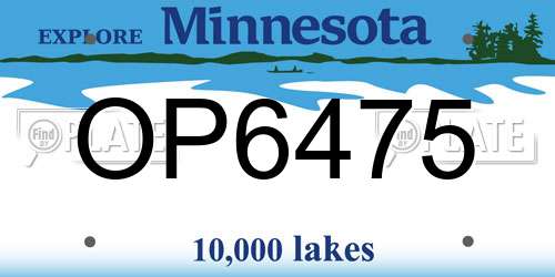 OP6475 Minnesota License Plate