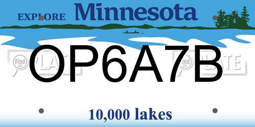 OP6A7B Minnesota License Plate