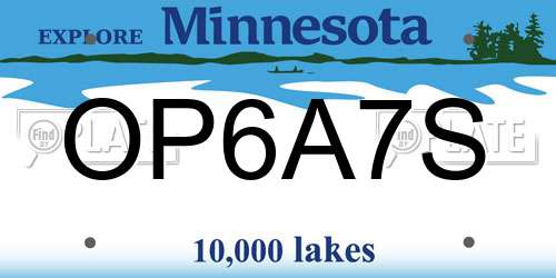 OP6A7S Minnesota License Plate