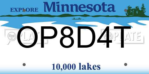 OP8D4T Minnesota License Plate