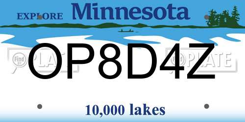 OP8D4Z Minnesota License Plate