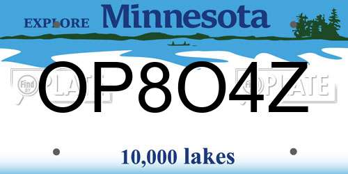 OP8O4Z Minnesota License Plate
