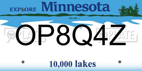 OP8Q4Z Minnesota License Plate