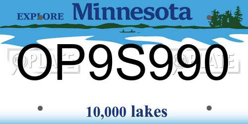 OP9S990 Minnesota License Plate