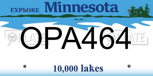 OPA464 Minnesota License Plate