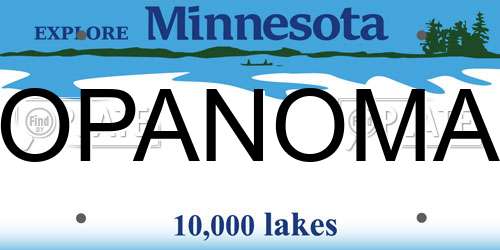 OPANOMA Minnesota License Plate