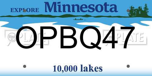 OPBQ47 Minnesota License Plate