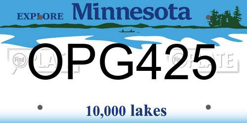 OPG425 Minnesota License Plate