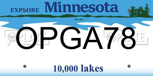 OPGA78 Minnesota License Plate