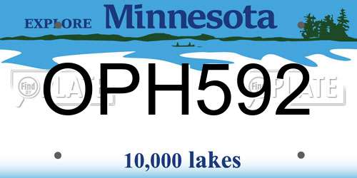 OPH592 Minnesota License Plate