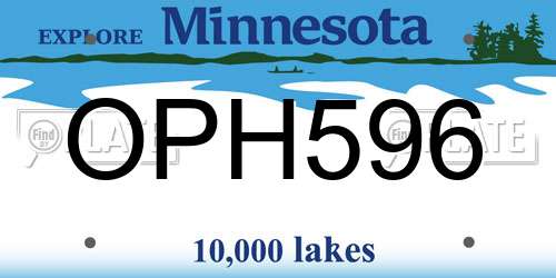 OPH596 Minnesota License Plate