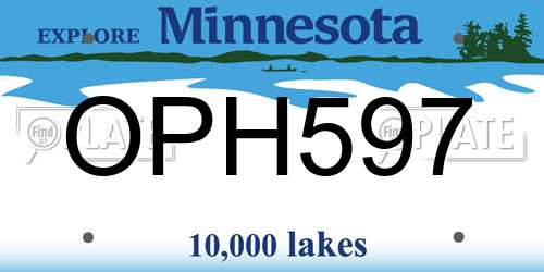 OPH597 Minnesota License Plate