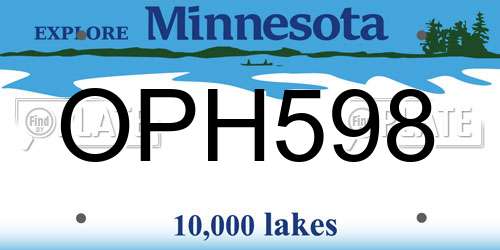 OPH598 Minnesota License Plate