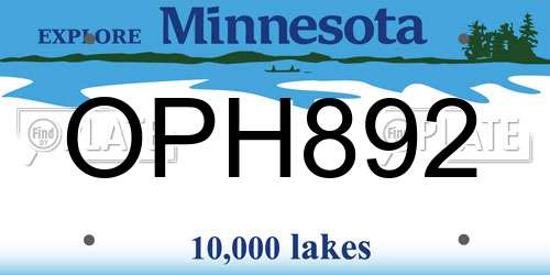 OPH892 Minnesota License Plate
