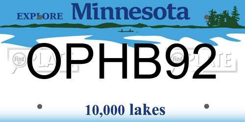 OPHB92 Minnesota License Plate