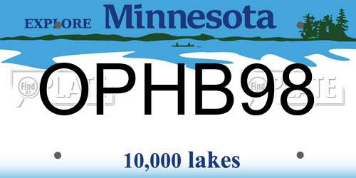 OPHB98 Minnesota License Plate