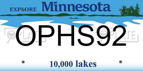 OPHS92 Minnesota License Plate