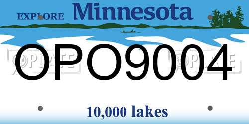 OPO9004 Minnesota License Plate