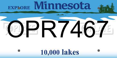 OPR7467 Minnesota License Plate