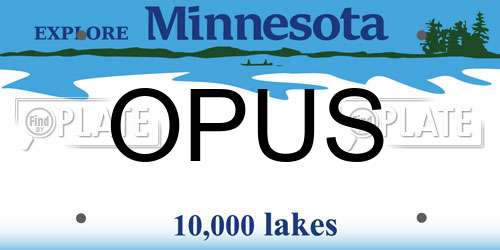 OPUS Minnesota License Plate