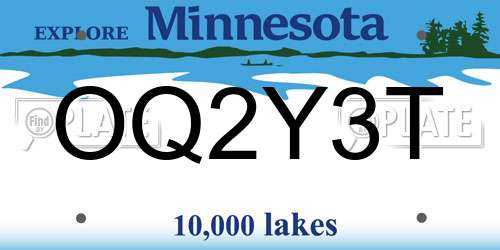 OQ2Y3T Minnesota License Plate