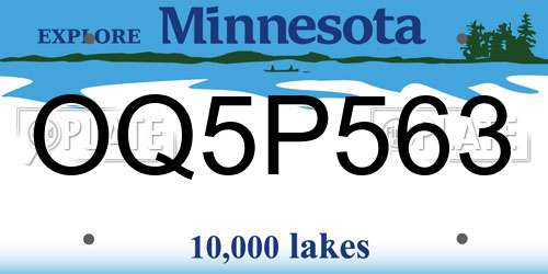 OQ5P563 Minnesota License Plate