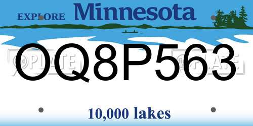 OQ8P563 Minnesota License Plate