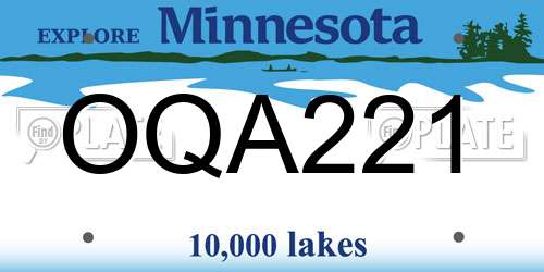 OQA221 Minnesota License Plate